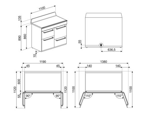 Варочный центр Smeg TR4110IBL