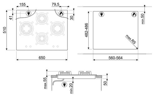 Варочная панель Smeg PV664LCNR