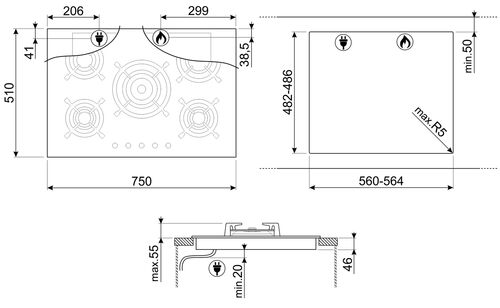 Варочная панель Smeg PV675CNR