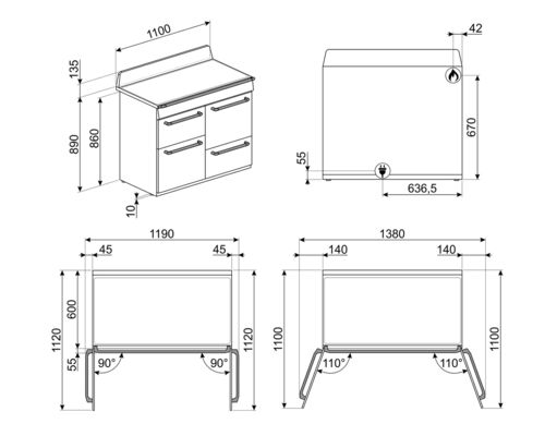 Варочный центр Smeg TR4110GR