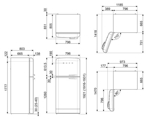 Холодильник Smeg FAB50LBL5