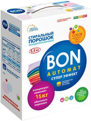 Концентрированный стиральный порошок Bon BN-130 Automat универсальный с отбеливающим эффектом, 5 кг