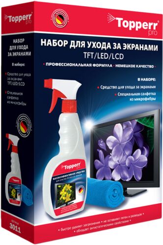 Набор для ухода за телевизорами, мониторами, плазменными панелями Topperr 3011